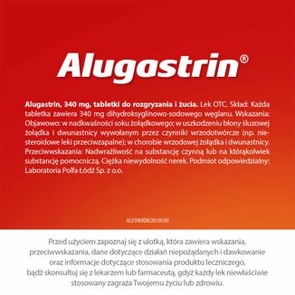 Alugastrin 340 mg, smak miętowy, 40 tabletek do rozgryzania i żucia - 8 - zdjęcie produktu