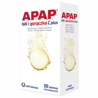 Apap ból i gorączka C plus 500 mg + 300 mg, 10 tabletek musujących - zdjęcie produktu