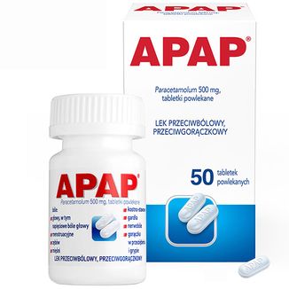 Apap 500 mg, 50 tabletek powlekanych - 3 - zdjęcie produktu