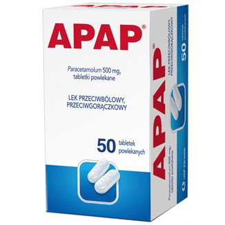 Apap 500 mg, 50 tabletek powlekanych - 2 - zdjęcie produktu
