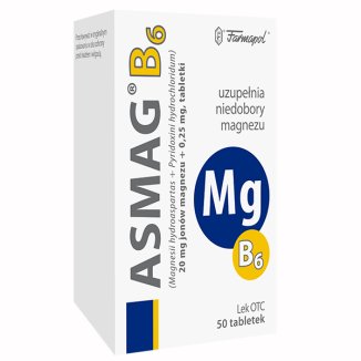 Asmag B 20 mg + 0,25 mg, 50 tabletek - zdjęcie produktu