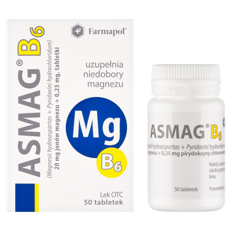 Asmag B6 20 mg + 0,25 mg, 50 tabletek - 2 - zdjęcie produktu