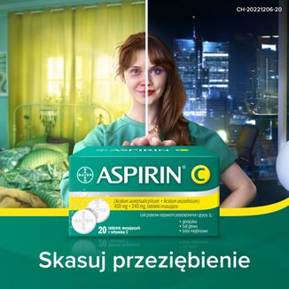 Aspirin C 400 mg + 240 mg, 20 tabletek musujących USZKODZONE OPAKOWANIE - 2 - zdjęcie produktu