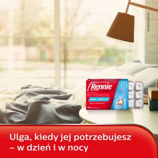 Rennie Antacidum 680 mg + 80 mg, smak miętowy, 48 tabletek do ssania - 8 Rennie Antacidum 680 mg + 80 mg, smak miętowy, 48 tabletek do ssania - 8 - zdjęcie produktu