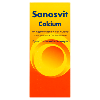 Sanosvit Calcium 114 mg/ 5 mg, syrop, smak bananowy, 150 ml - 2 - zdjęcie produktu