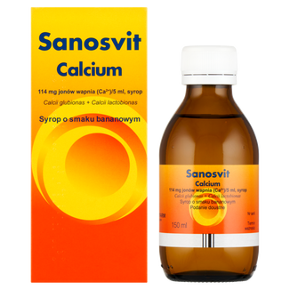 Sanosvit Calcium 114 mg/ 5 mg, syrop, smak bananowy, 150 ml - 3 - zdjęcie produktu