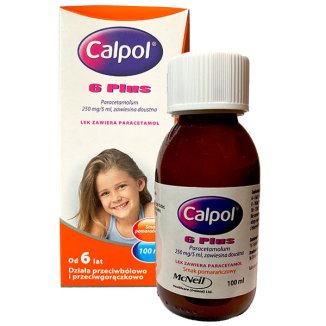 Calpol 6 Plus 250 mg/5 ml, zawiesina doustna dla dzieci od 6 lat i dorosłych, 100 ml - zdjęcie produktu