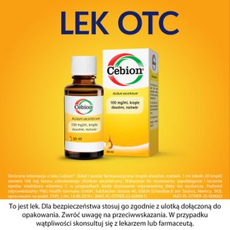Cebion 100 mg/ ml, krople doustne dla dzieci od 28 dnia życia, 30 ml - 8 - zdjęcie produktu
