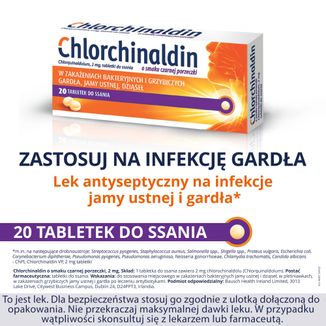 Chlorchinaldin o smaku czarnej porzeczki 2 mg, 20 tabletek do ssania - 2 - zdjęcie produktu