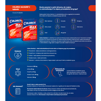 Coldrex MaxGrip C 500 mg + 25 mg + 5 mg + 20 mg + 30 mg, 12 tabletek - 2 - zdjęcie produktu