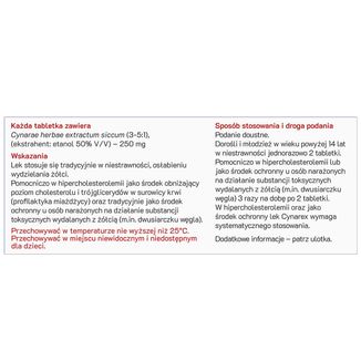 Cynarex 250 mg, 30 tabletek - 3 - zdjęcie produktu