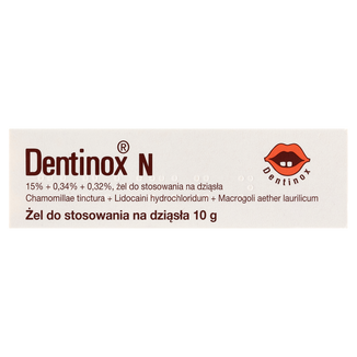 Dentinox N (150 mg + 3,4 mg + 3,2 mg)/ g, żel do stosowania na dziąsła, 10 g - 2 - zdjęcie produktu