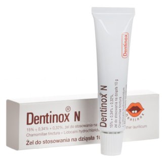 Dentinox N (150 mg + 3,4 mg + 3,2 mg)/ g, żel do stosowania na dziąsła, 10 g - 4 - zdjęcie produktu