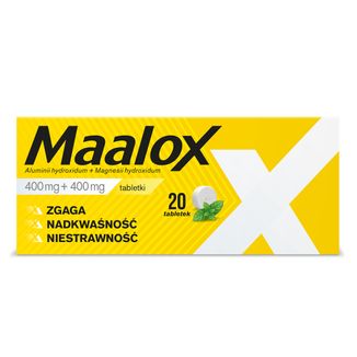 Maalox 400 mg + 400 mg, 20 tabletek - zdjęcie produktu