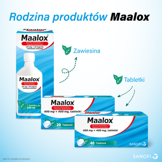 Maalox (35 mg + 40 mg)/ ml, zawiesina doustna, 250 ml USZKODZONE OPAKOWANIE - 6 - zdjęcie produktu