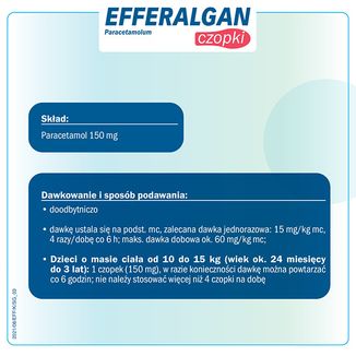 Efferalgan 150 mg, czopki doodbytnicze, 10 sztuk - 3 - zdjęcie produktu