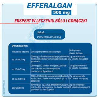 Efferalgan 500 mg, 16 tabletek musujących - 3 - zdjęcie produktu