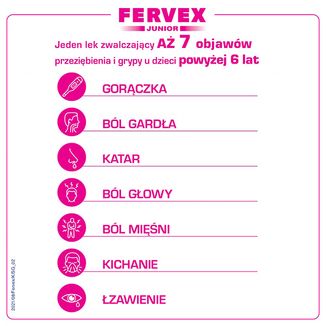 Fervex Junior 280 mg + 100 mg + 10 mg, granulat do sporządzania roztworu doustnego, 8 saszetek - 4 - zdjęcie produktu