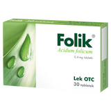 Folik 0,4 mg, 30 tabletek - miniaturka zdjęcia produktu