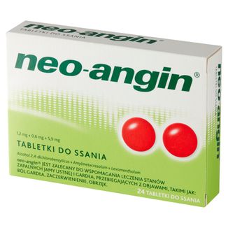 Neo-Angin 1,2 mg + 0,6 mg + 5,9 mg, 24 tabletki do ssania - 3 - zdjęcie produktu