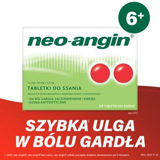 Neo-Angin 1,2 mg + 0,6 mg + 5,9 mg, 24 tabletki do ssania - 2 - zdjęcie produktu