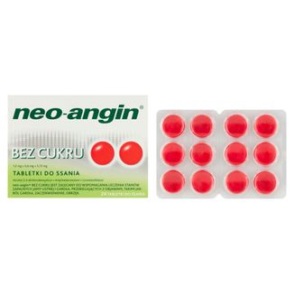 Neo-Angin bez cukru 1,2 mg + 0,6 mg + 5,72 mg, 24 tabletki do ssania - 2 Neo-Angin bez cukru 1,2 mg + 0,6 mg + 5,72 mg, 24 tabletki do ssania - 2 - zdjęcie produktu