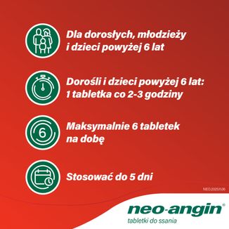 Neo-Angin bez cukru 1,2 mg + 0,6 mg + 5,72 mg, 24 tabletki do ssania - 5 - zdjęcie produktu