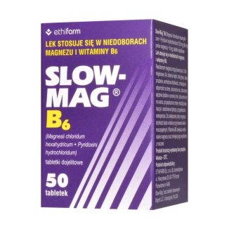 Slow-Mag B6, 64 mg + 5 mg, 50 tabletek dojelitowych - zdjęcie produktu