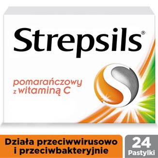 Strepsils pomarańczowy z witaminą C 1,2 mg + 0,6 mg, 24 pastylki twarde - 2 Strepsils pomarańczowy z witaminą C 1,2 mg + 0,6 mg, 24 pastylki twarde - 2 - zdjęcie produktu