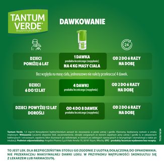 Tantum Verde 1,5 mg/ ml, aerozol do stosowania w jamie ustnej i gardle, 30 ml USZKODZONE OPAKOWANIE - 5 - zdjęcie produktu