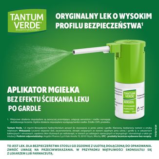 Tantum Verde 1,5 mg/ ml, aerozol do stosowania w jamie ustnej i gardle, 30 ml - 4 - zdjęcie produktu
