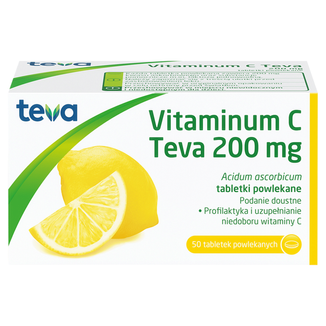 Vitaminum C Teva 200 mg, 50 tabletek powlekanych USZKODZONE OPAKOWANIE - zdjęcie produktu