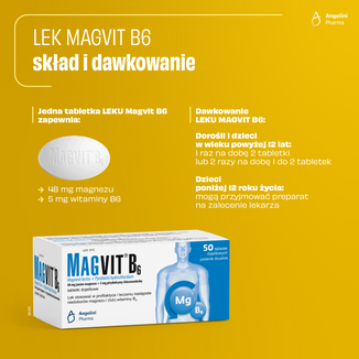 Magvit B6 48 mg + 5 mg, 50 tabletek dojelitowych USZKODZONE OPAKOWANIE - 6 - zdjęcie produktu