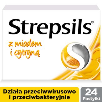 Strepsils z miodem i cytryną 1,2 mg + 0,6 mg, 24 pastylki twarde - 2 Strepsils z miodem i cytryną 1,2 mg + 0,6 mg, 24 pastylki twarde - 2 - zdjęcie produktu
