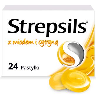Strepsils z miodem i cytryną 1,2 mg + 0,6 mg, 24 pastylki twarde - 3 Strepsils z miodem i cytryną 1,2 mg + 0,6 mg, 24 pastylki twarde - 3 - zdjęcie produktu