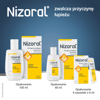 Nizoral 20 mg/ g, szampon przeciwłupieżowy, 6 ml x 6 saszetek - 7 - zdjęcie produktu