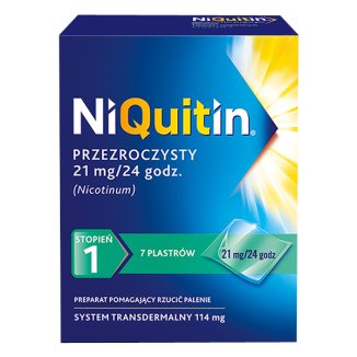 NiQuitin Przezroczysty 21 mg/24 h, system transdermalny, plastry, 7 sztuk - zdjęcie produktu