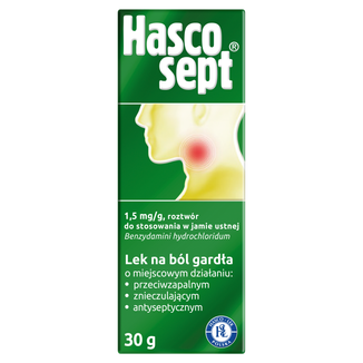 Hascosept 1,5 mg/g, roztwór do stosowania w jamie ustnej, spray, 30 g - 2 - zdjęcie produktu