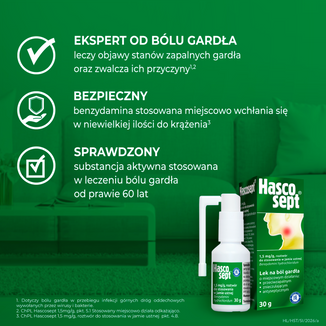 Hascosept 1,5 mg/g, roztwór do stosowania w jamie ustnej, spray, 30 g - 3 - zdjęcie produktu