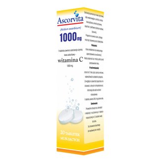 Ascorvita 1000 mg, 20 tabletek musujących - zdjęcie produktu