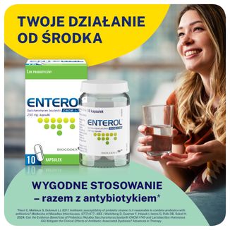 Enterol 250 mg, Saccharomyces boulardii, 10 kapsułek - 2 - zdjęcie produktu