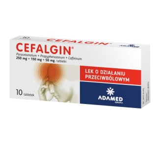 Cefalgin 250 mg + 150 mg + 50 mg, 10 tabletek - zdjęcie produktu