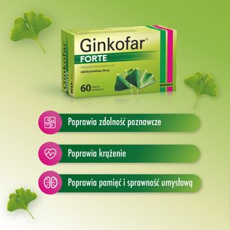 Ginkofar Forte 80 mg, 60 tabletek powlekanych - 4 - zdjęcie produktu