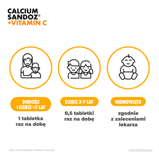 Calcium Sandoz + Vitamina C 260 mg + 1000 mg, smak pomarańczowy, 10 tabletek musujących USZKODZONE OPAKOWANIE - 7 - zdjęcie produktu