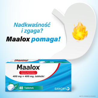 Maalox 400 mg + 400 mg, 40 tabletek - 2 - zdjęcie produktu