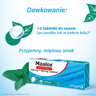 Maalox 400 mg + 400 mg, 40 tabletek - 5 - zdjęcie produktu