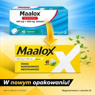 Maalox 400 mg + 400 mg, 40 tabletek - 3 - zdjęcie produktu