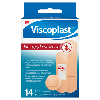 Viscoplast Tamujący krwawienie, plastry z opatrunkiem, 3 rozmiary, 14 sztuk - zdjęcie produktu