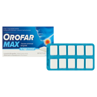 Orofar Max 2 mg + 1 mg, smak miętowy, 20 pastylek twardych - 2 - zdjęcie produktu