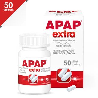 Apap Extra 500 mg + 65 mg, 50 tabletek powlekanych USZKODZONE OPAKOWANIE - 3 - zdjęcie produktu